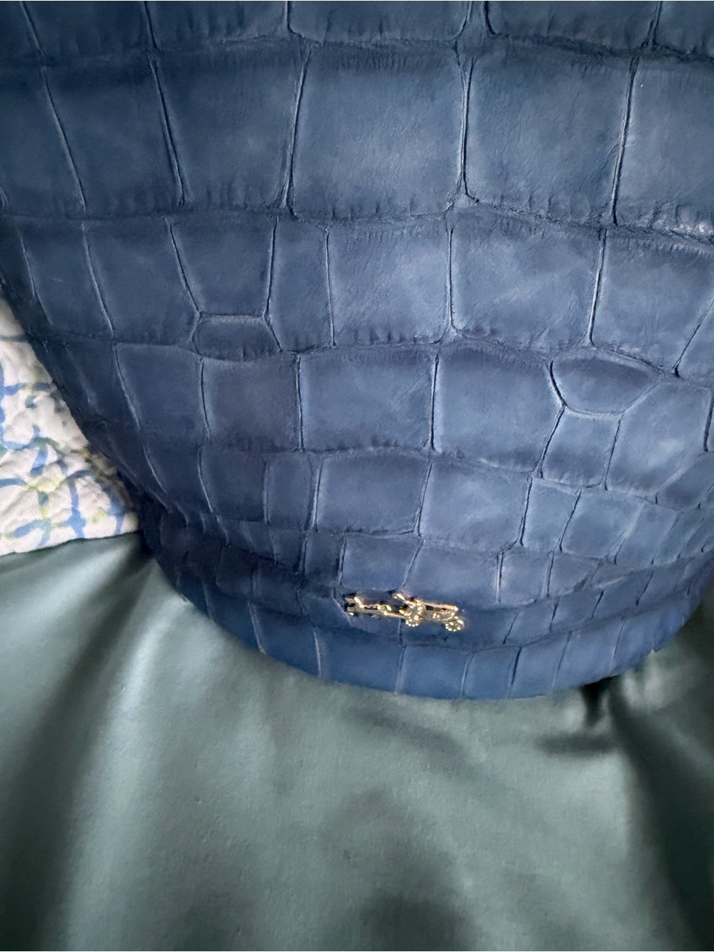 Coach Blue Croc-Embossed Hobo Bag - Picture 2 of 5